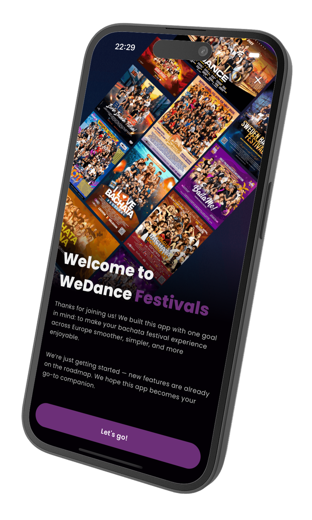 Festivals app interface